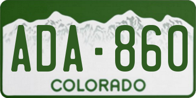 CO license plate ADA860