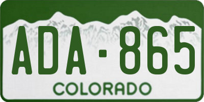 CO license plate ADA865