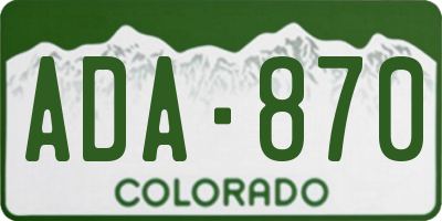 CO license plate ADA870