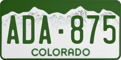 CO license plate ADA875