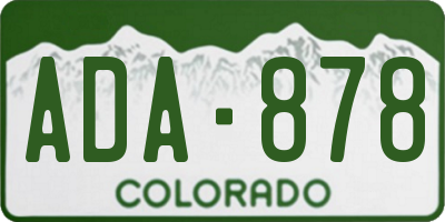 CO license plate ADA878