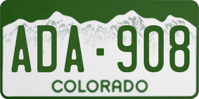 CO license plate ADA908