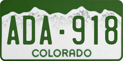 CO license plate ADA918