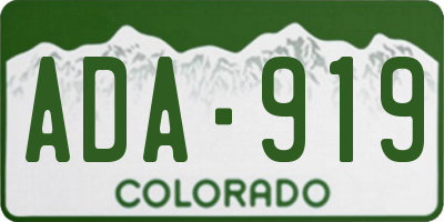 CO license plate ADA919