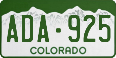 CO license plate ADA925