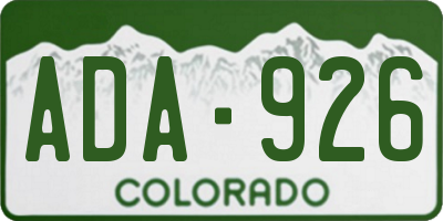 CO license plate ADA926