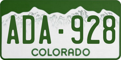CO license plate ADA928