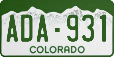 CO license plate ADA931