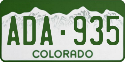 CO license plate ADA935