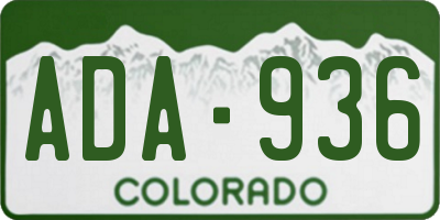 CO license plate ADA936