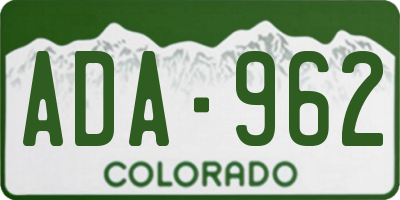 CO license plate ADA962