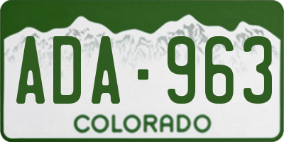 CO license plate ADA963
