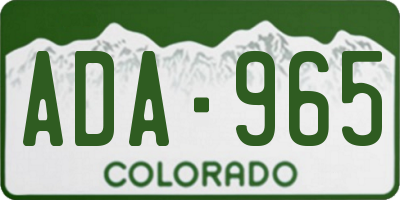 CO license plate ADA965
