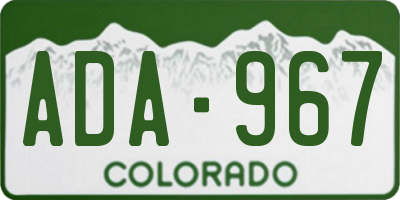 CO license plate ADA967