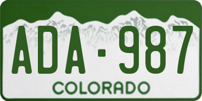 CO license plate ADA987