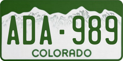 CO license plate ADA989