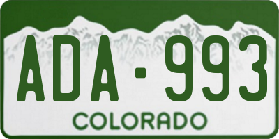 CO license plate ADA993