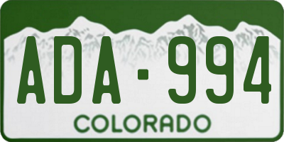 CO license plate ADA994