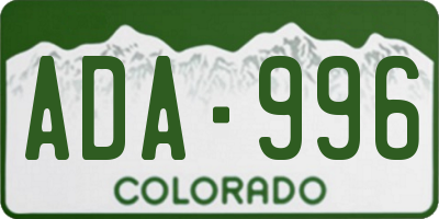 CO license plate ADA996