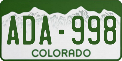 CO license plate ADA998