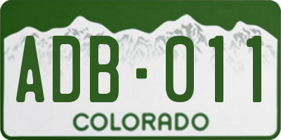 CO license plate ADB011