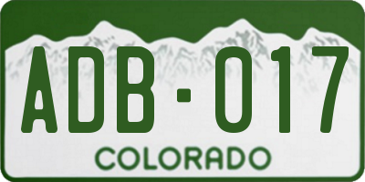 CO license plate ADB017