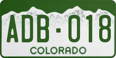 CO license plate ADB018