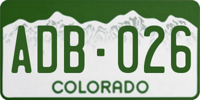 CO license plate ADB026