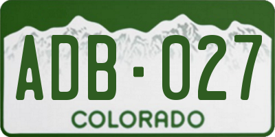 CO license plate ADB027