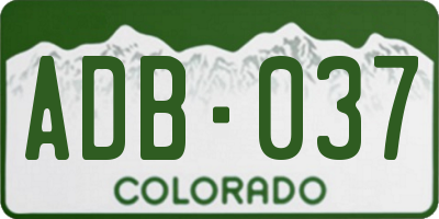 CO license plate ADB037