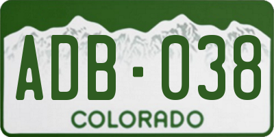CO license plate ADB038