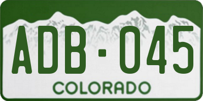 CO license plate ADB045