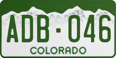 CO license plate ADB046