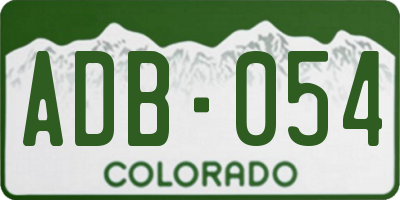 CO license plate ADB054