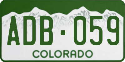 CO license plate ADB059