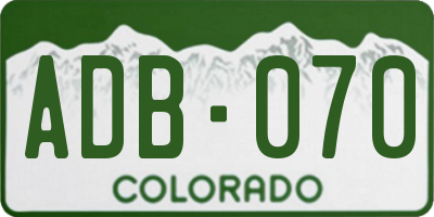 CO license plate ADB070