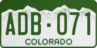 CO license plate ADB071