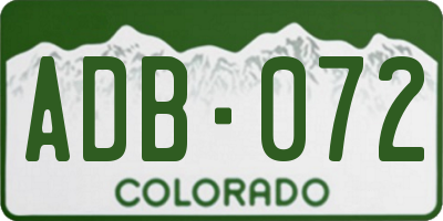 CO license plate ADB072