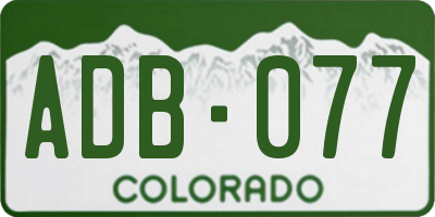 CO license plate ADB077