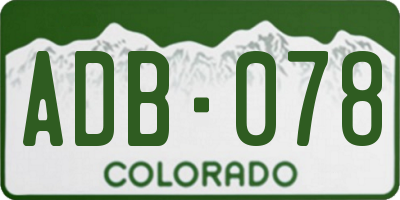 CO license plate ADB078