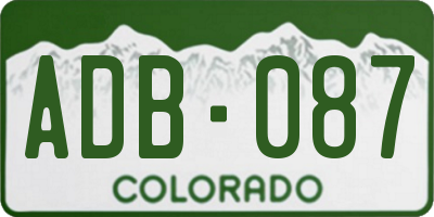 CO license plate ADB087