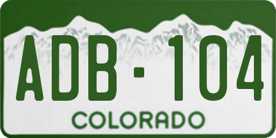 CO license plate ADB104