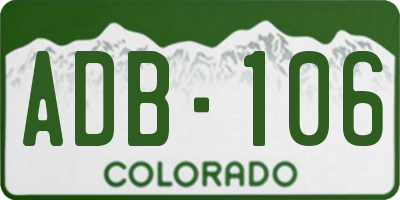CO license plate ADB106