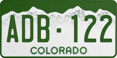 CO license plate ADB122