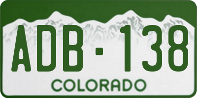 CO license plate ADB138