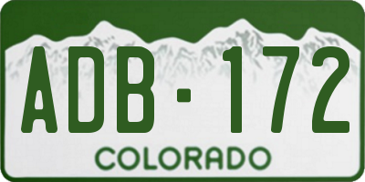 CO license plate ADB172