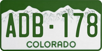 CO license plate ADB178