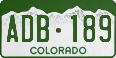 CO license plate ADB189