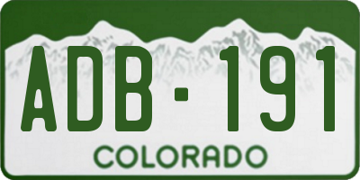 CO license plate ADB191