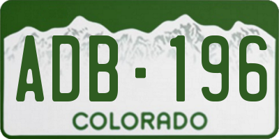 CO license plate ADB196
